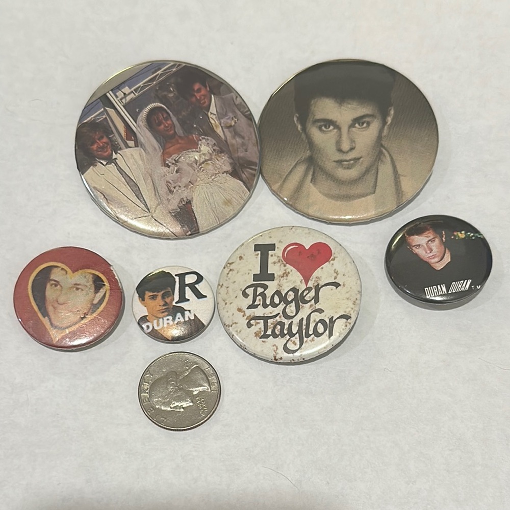 Vintage Roger Taylor Duran Duran Drummer Band Button Set
